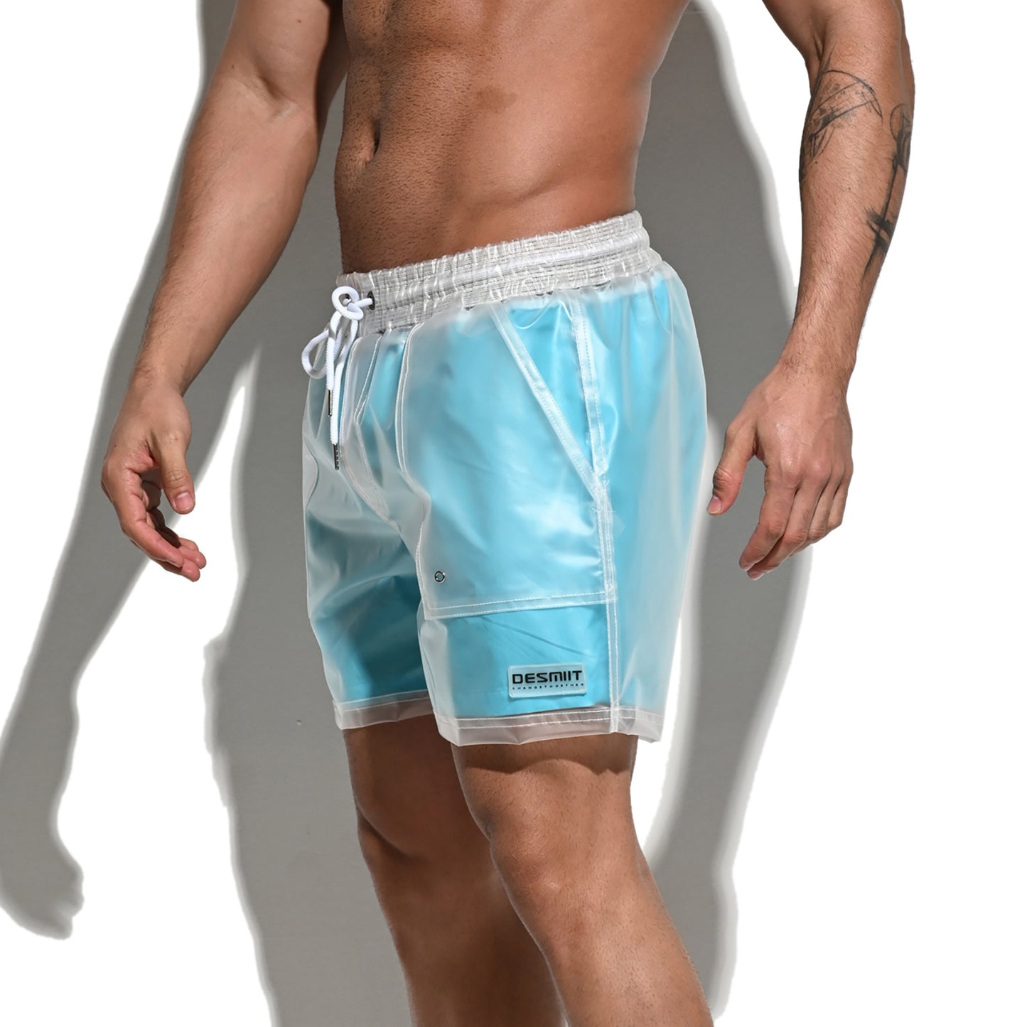 DESMIIT Men's Waterproof Double Layer Loose Board Shorts Fashion Rain Shorts for vacation B3111