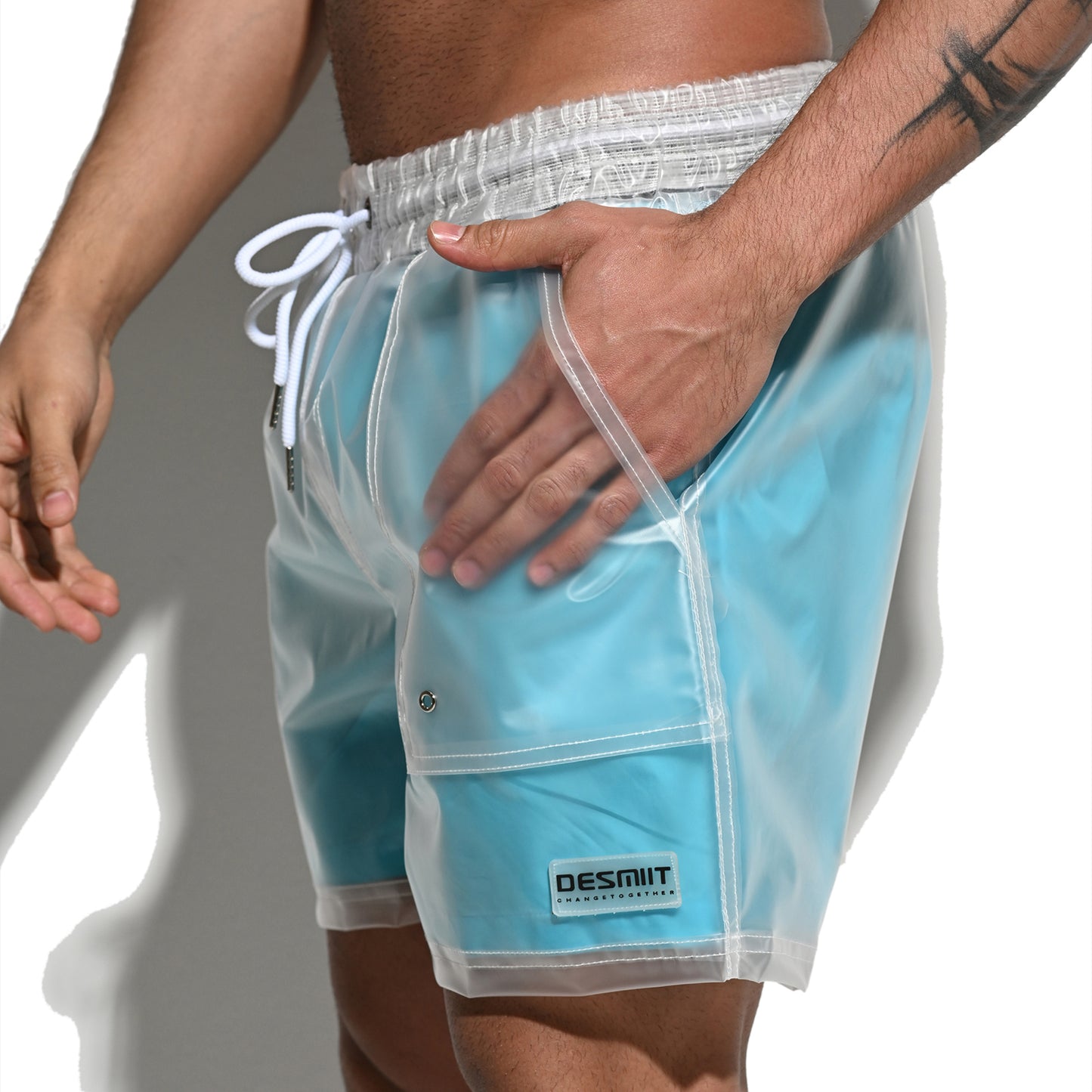 DESMIIT Men's Waterproof Double Layer Loose Board Shorts Fashion Rain Shorts for vacation B3111