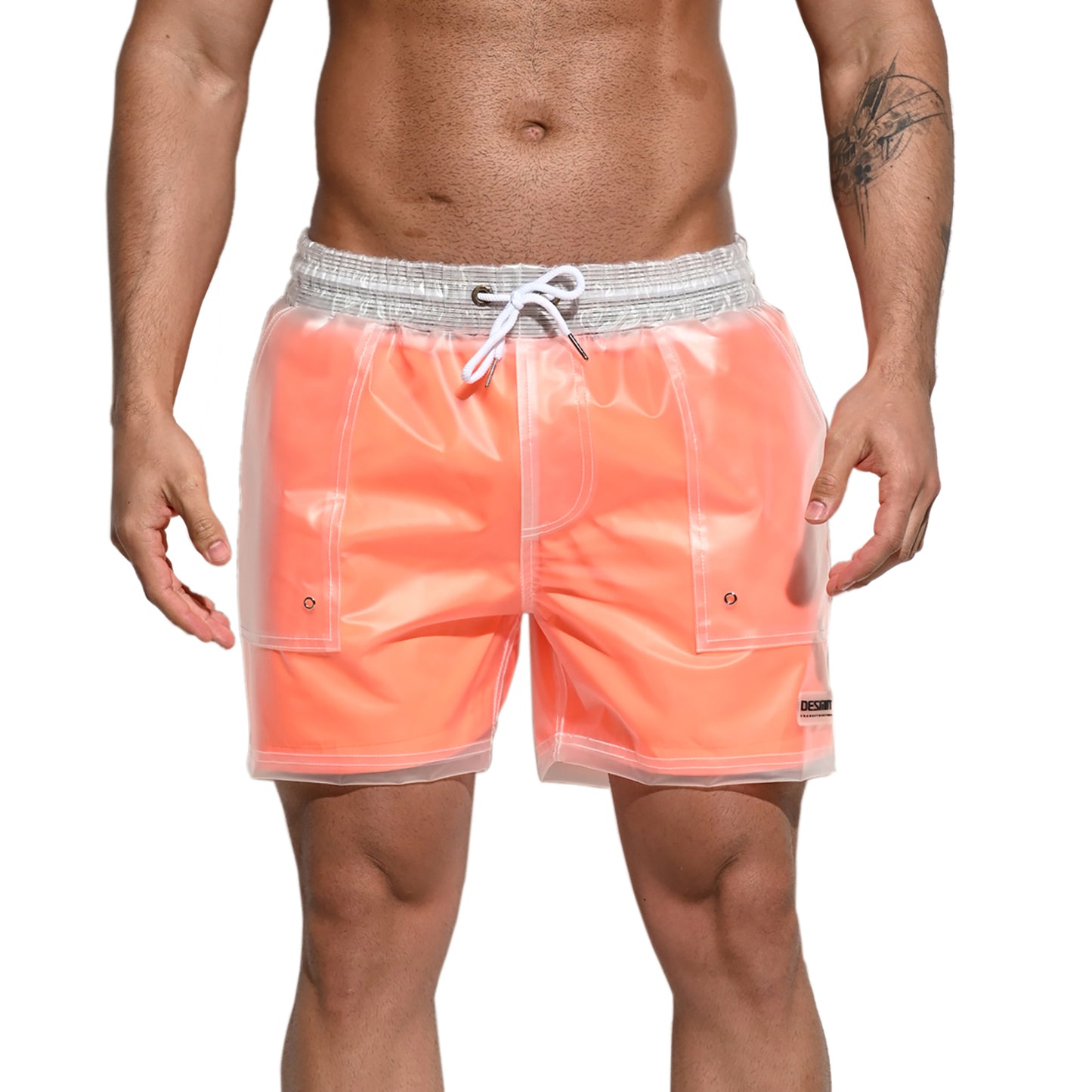 DESMIIT Men's Waterproof Double Layer Loose Board Shorts Fashion Rain Shorts for vacation B3111