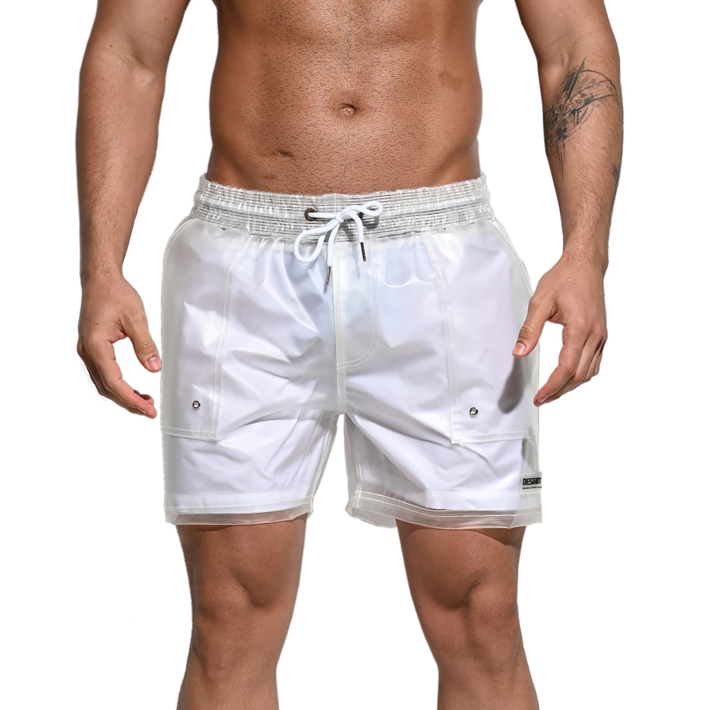 DESMIIT Men's Waterproof Double Layer Loose Board Shorts Fashion Rain Shorts for vacation B3111