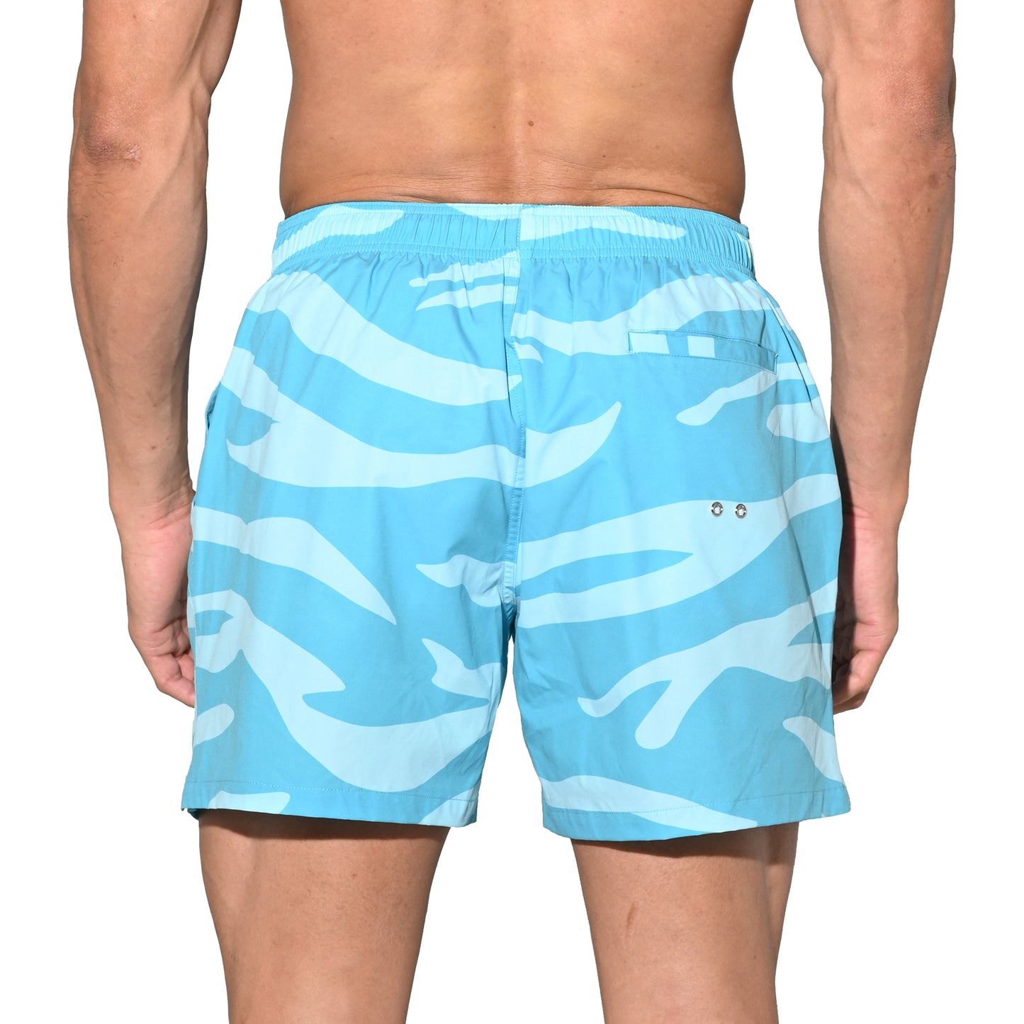 Men's Lightweight Quick-Dry Drawstring Aerobics Camouflage Pocket Board Shorts B3574