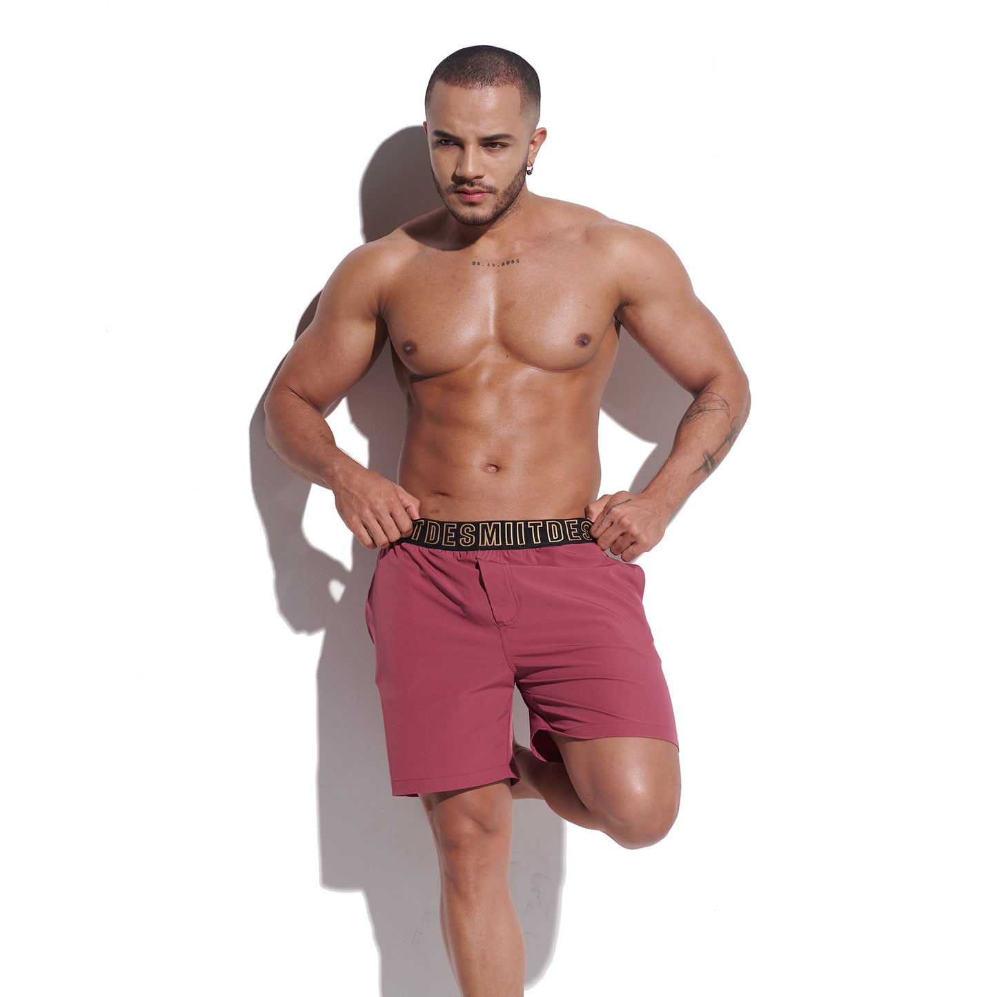 DESMIIT Men's Solid Ultra‑Short 4‑Way Stretch Quick‑Dry Board Shorts, Feather‑Light for Gym Beach Aerobics B4352