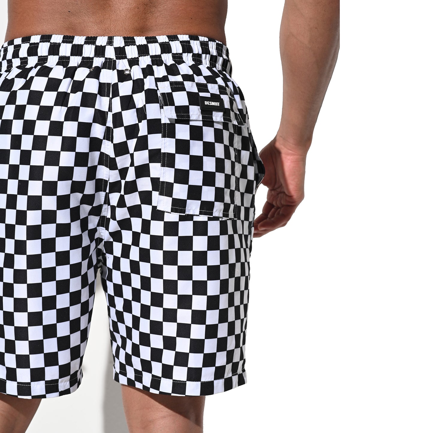 DESMIIT Men's Mid‑Length Plaid Beach Shorts, Soft & Durable Casual Summer Board shorts with Pockets B5240