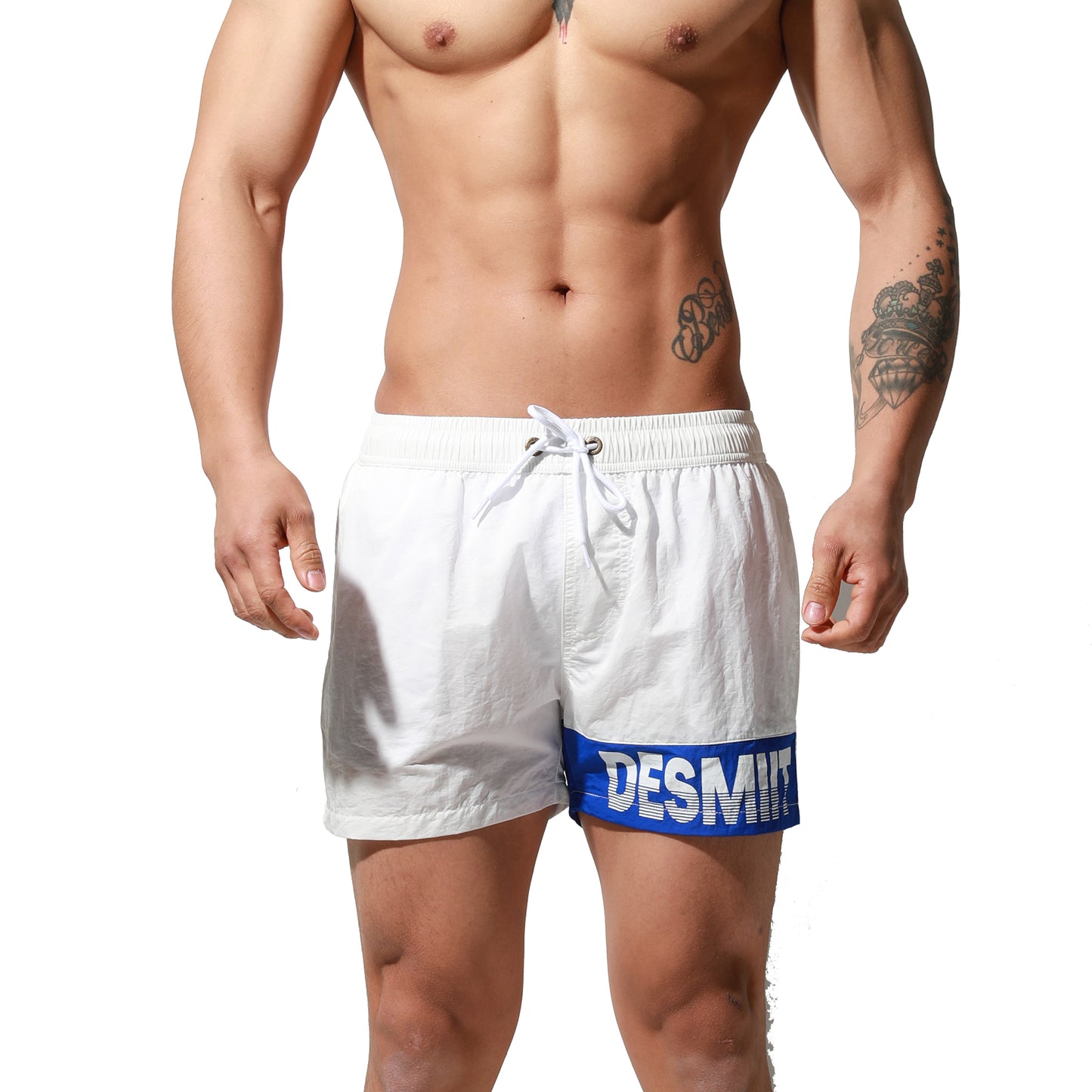 DESMIIT Men's Big Alphabet Quick-Dry Short Board Shorts Loose Trunks Comfort vacation surfing pants S6024