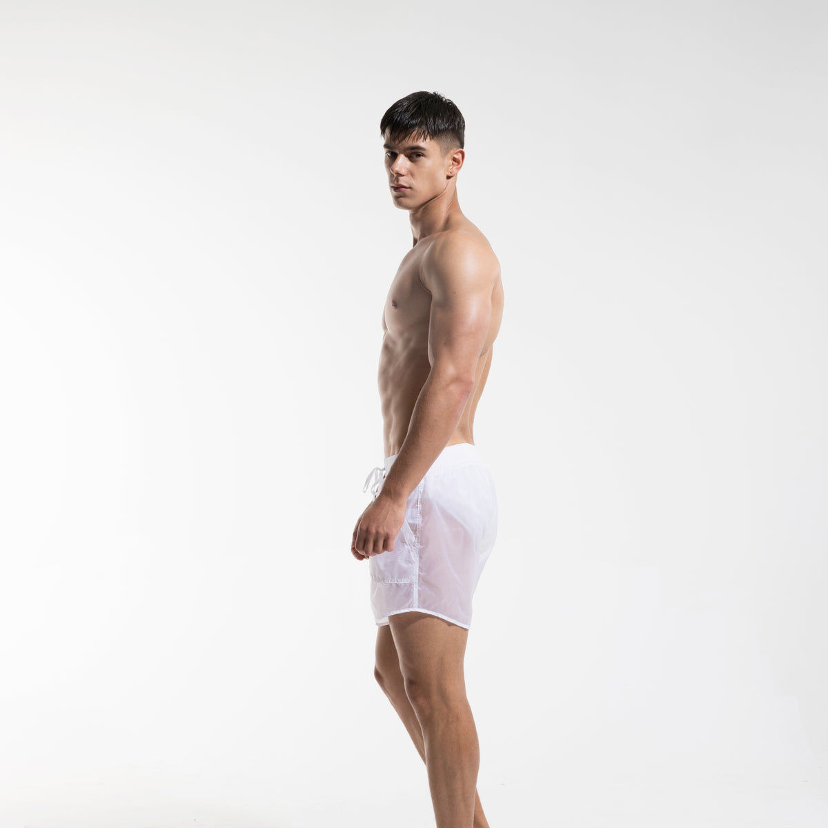 DESMIIT Men's Ultra-Thin Portable Semi-Sheer Shiny Fabric Quick Dry Swim Board Shorts, Breathable Beach Shorts S727