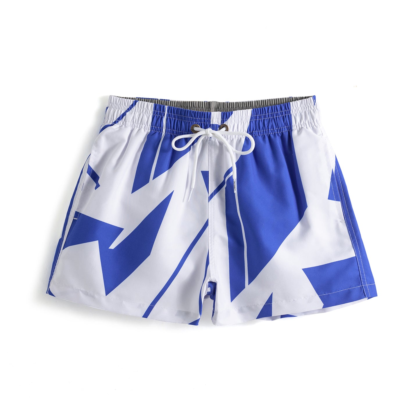 DESMIIT Men's Loose swimming Fast-Dry Printed beach shorts 2 points Blue Block Board Shorts B2102