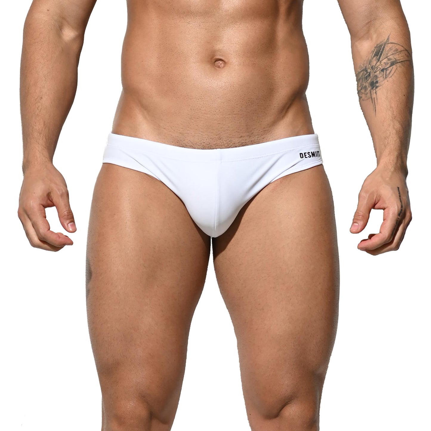 DESMIIT Men's Swimming Briefs Solid color tight swimming high elastic Swimwear Tight-Fitting Swim Briefs S3101