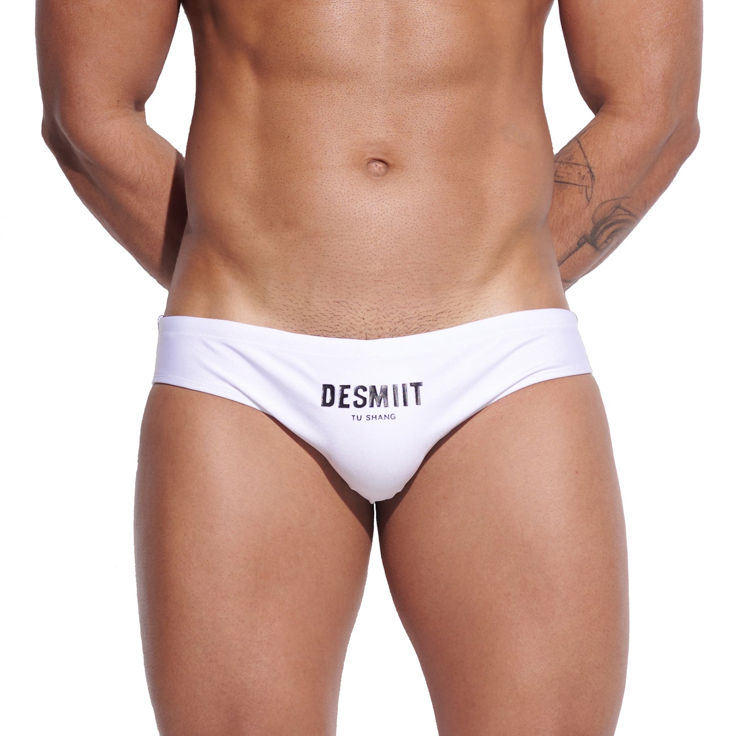 Mens Quick-Dry Shiny Fabric Swim Briefs - Trendy Tight-Fit Swimwear for Summer Water Activities S3314