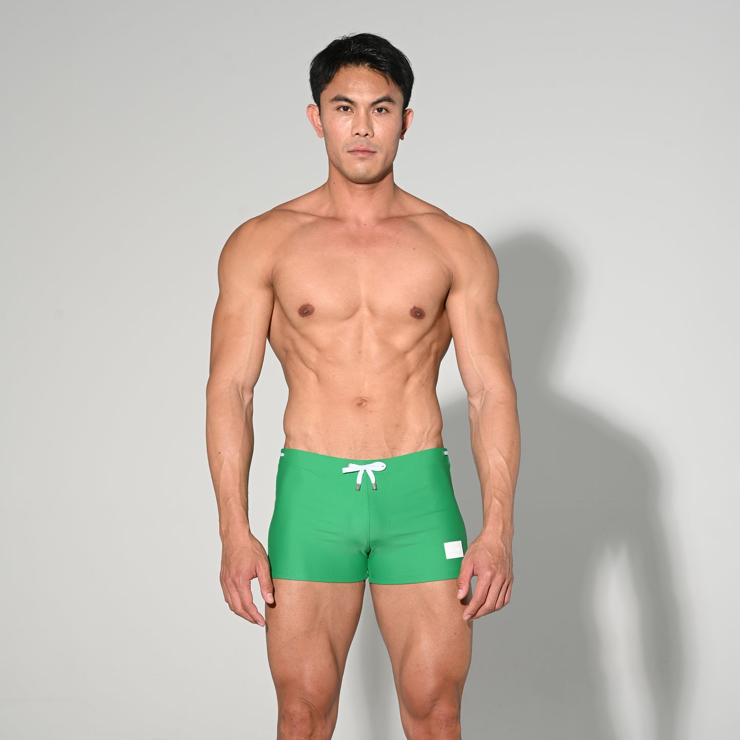 Men's Quick-Dry Swimwear Stretchy Plain Square-Cut Lined Swim Trunks S4521
