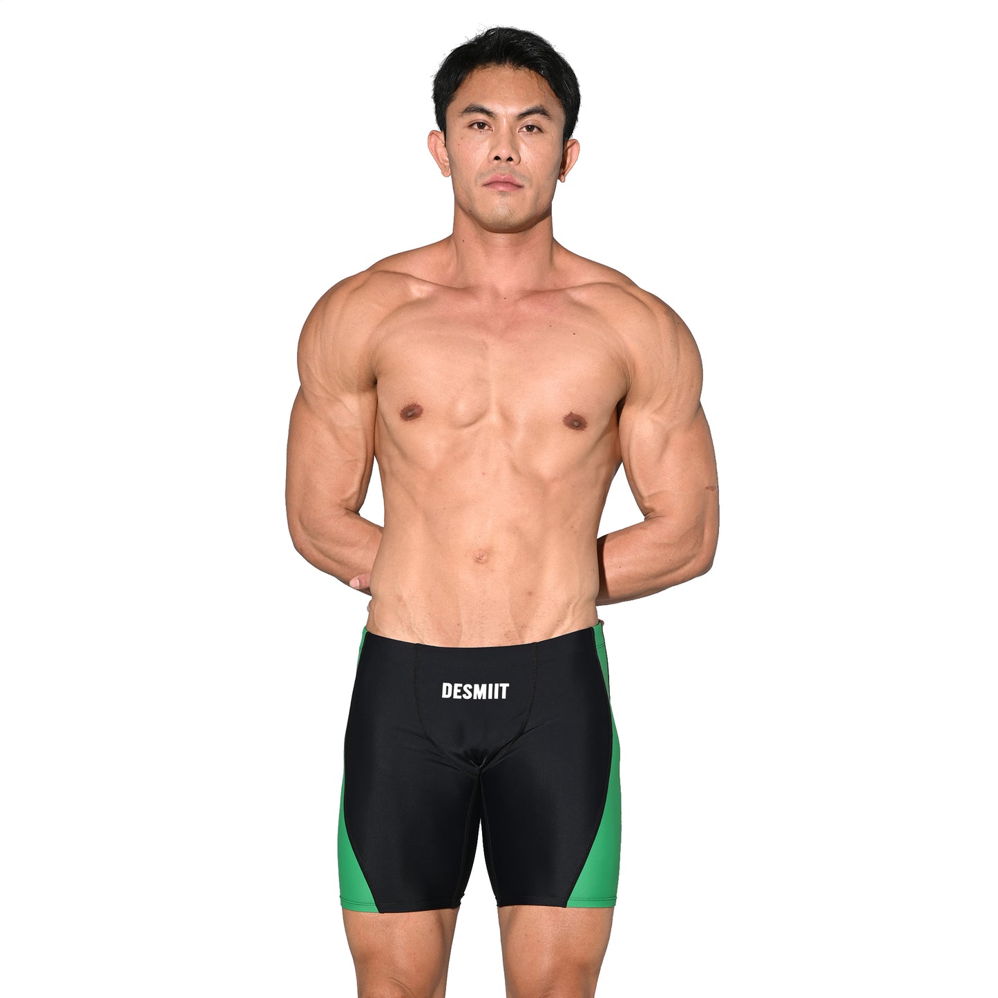 Men's Drawstring Color-Blocked Mid-Length Swim Trunks Tight Sports Swimwear S5526