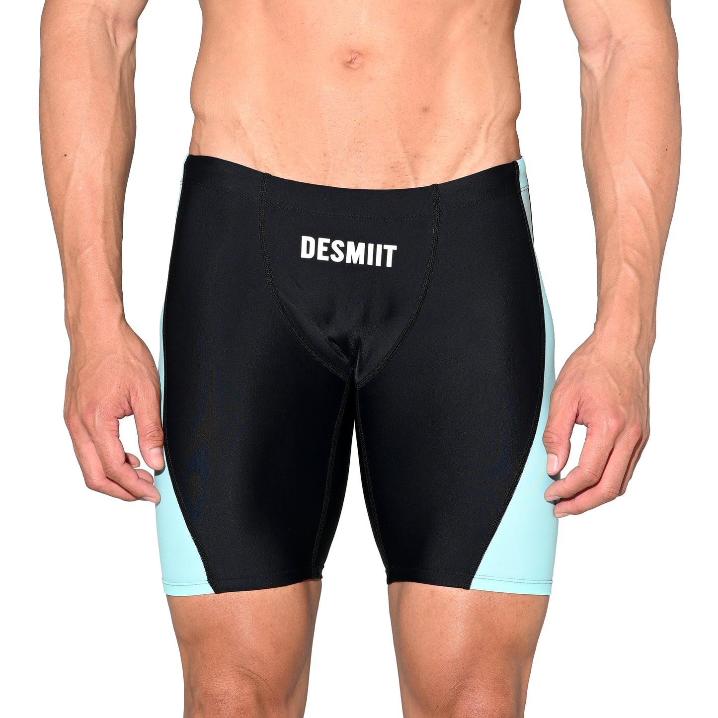 Men's Drawstring Color-Blocked Mid-Length Swim Trunks Tight Sports Swimwear S5526