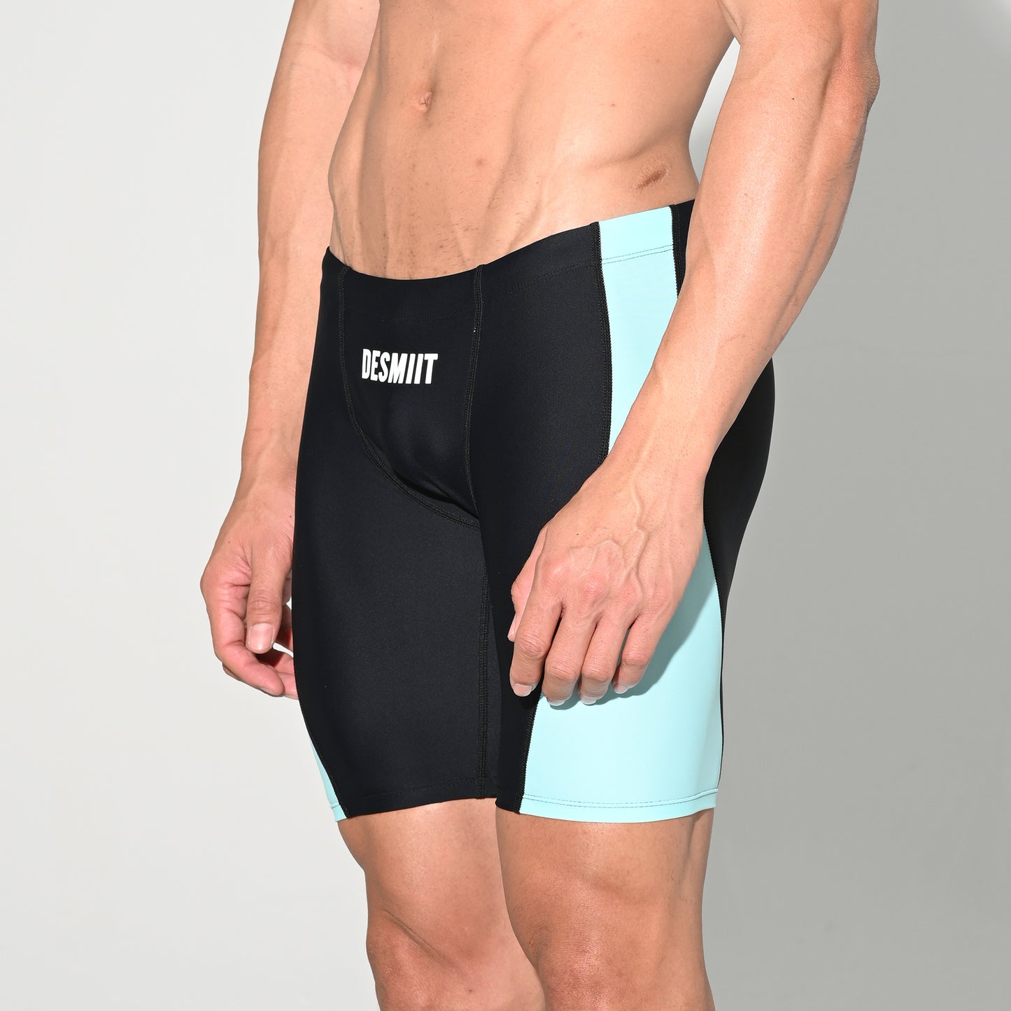 Men's Drawstring Color-Blocked Mid-Length Swim Trunks Tight Sports Swimwear S5526