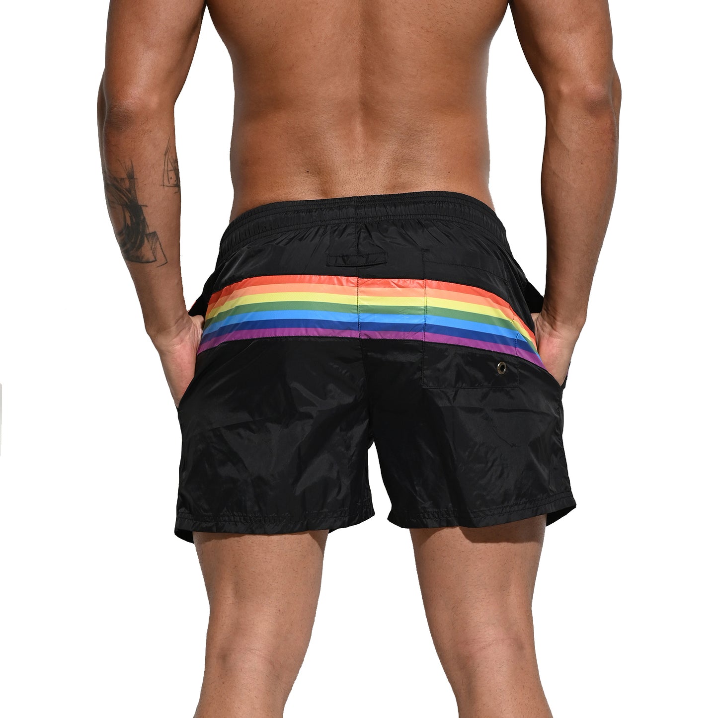 DESMIIT Men's Board Shorts Pride Rainbow Easy Take Thin Loose Holiday Swimwear Three-way shorts S7073