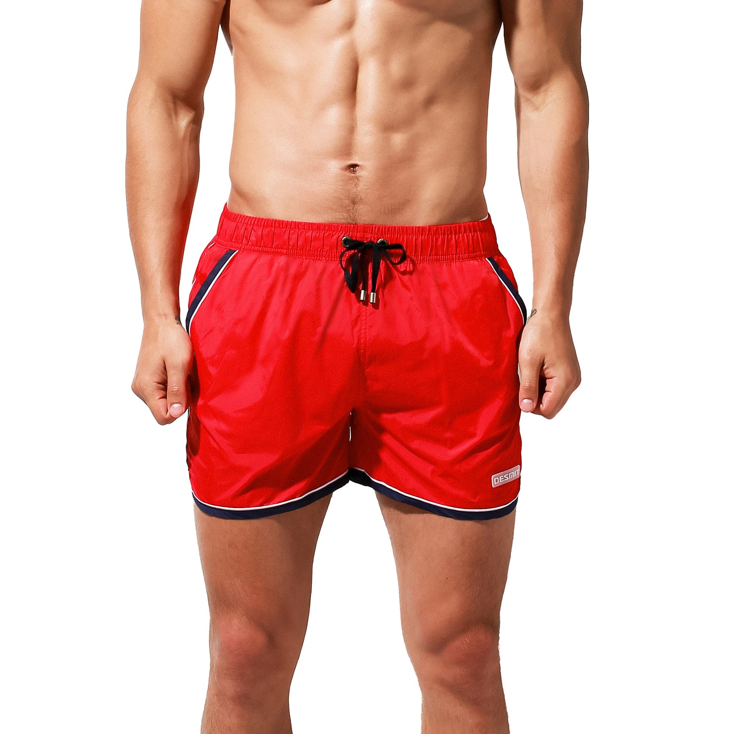 DESMIIT Men's Board shorts quick dry loose swimming trunks tide color blocking leisure three-way fitness shorts summer S7936