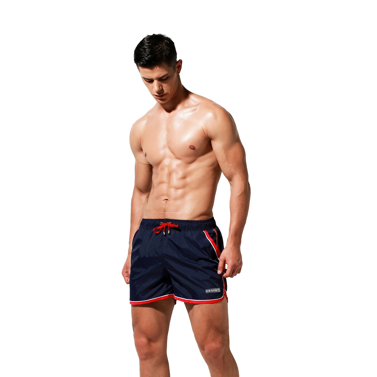 DESMIIT Men's Board shorts quick dry loose swimming trunks tide color blocking leisure three-way fitness shorts summer S7936