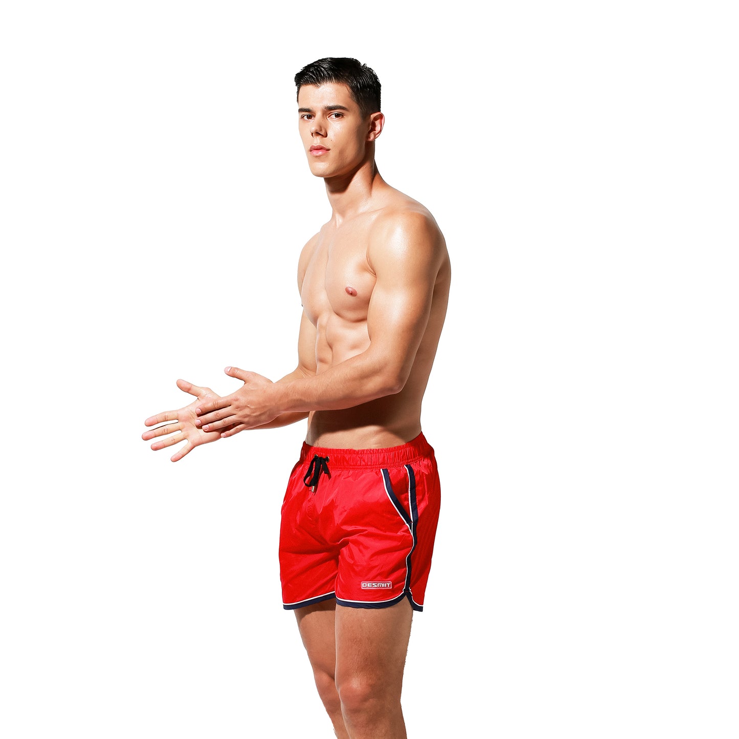 DESMIIT Men's Board shorts quick dry loose swimming trunks tide color blocking leisure three-way fitness shorts summer S7936