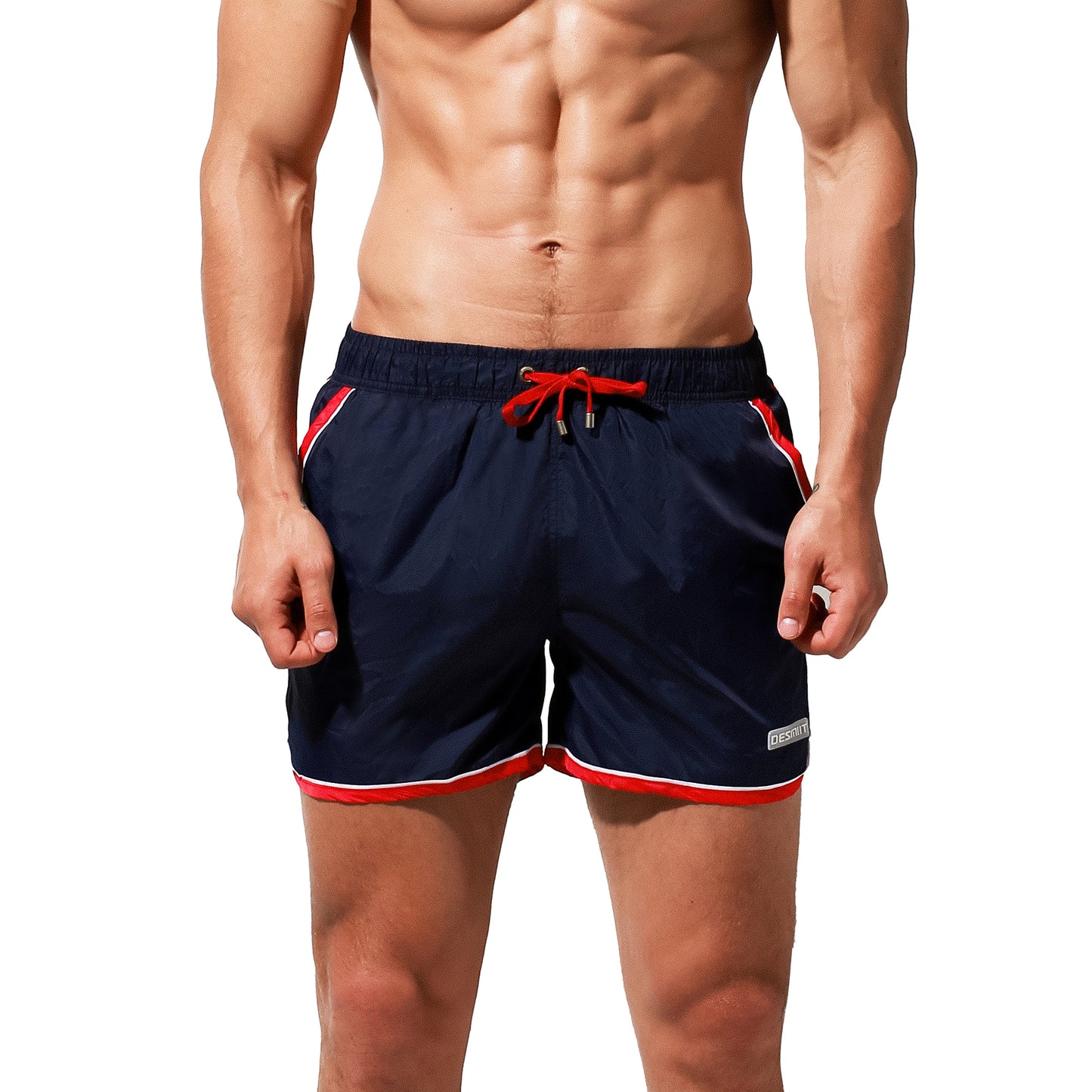 DESMIIT Men's Board shorts quick dry loose swimming trunks tide color blocking leisure three-way fitness shorts summer S7936