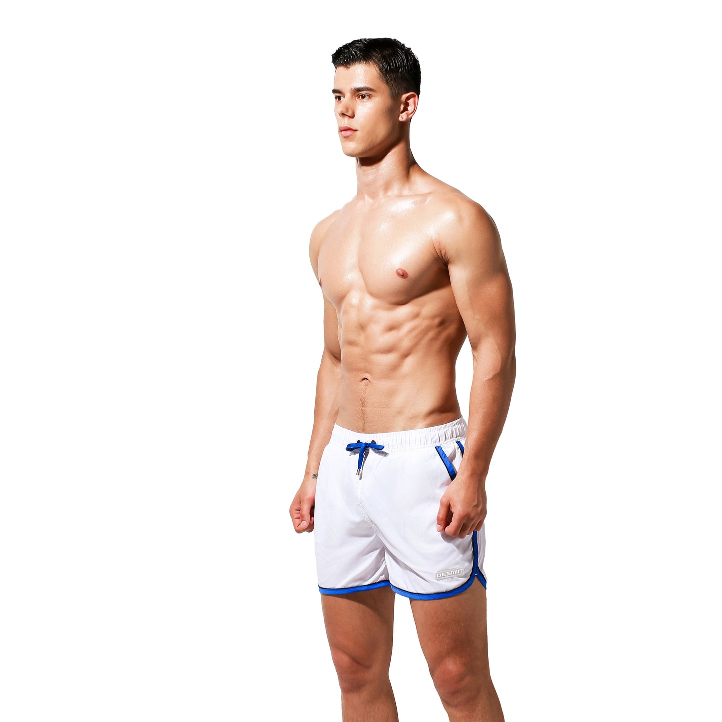 DESMIIT Men's Board shorts quick dry loose swimming trunks tide color blocking leisure three-way fitness shorts summer S7936
