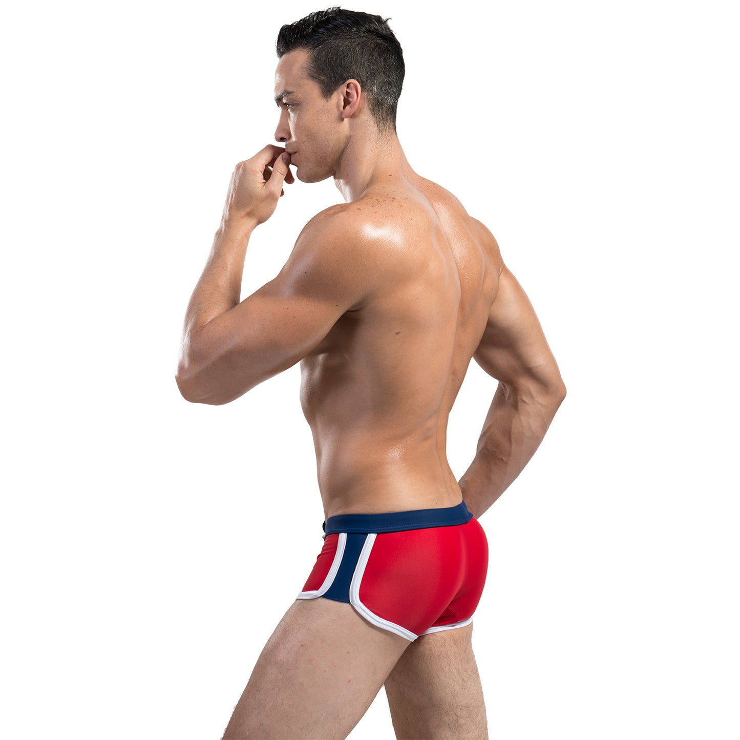 DESMIIT Men's Swimming trunks Low waist fashion swimwear personality hot summer beach DMS05