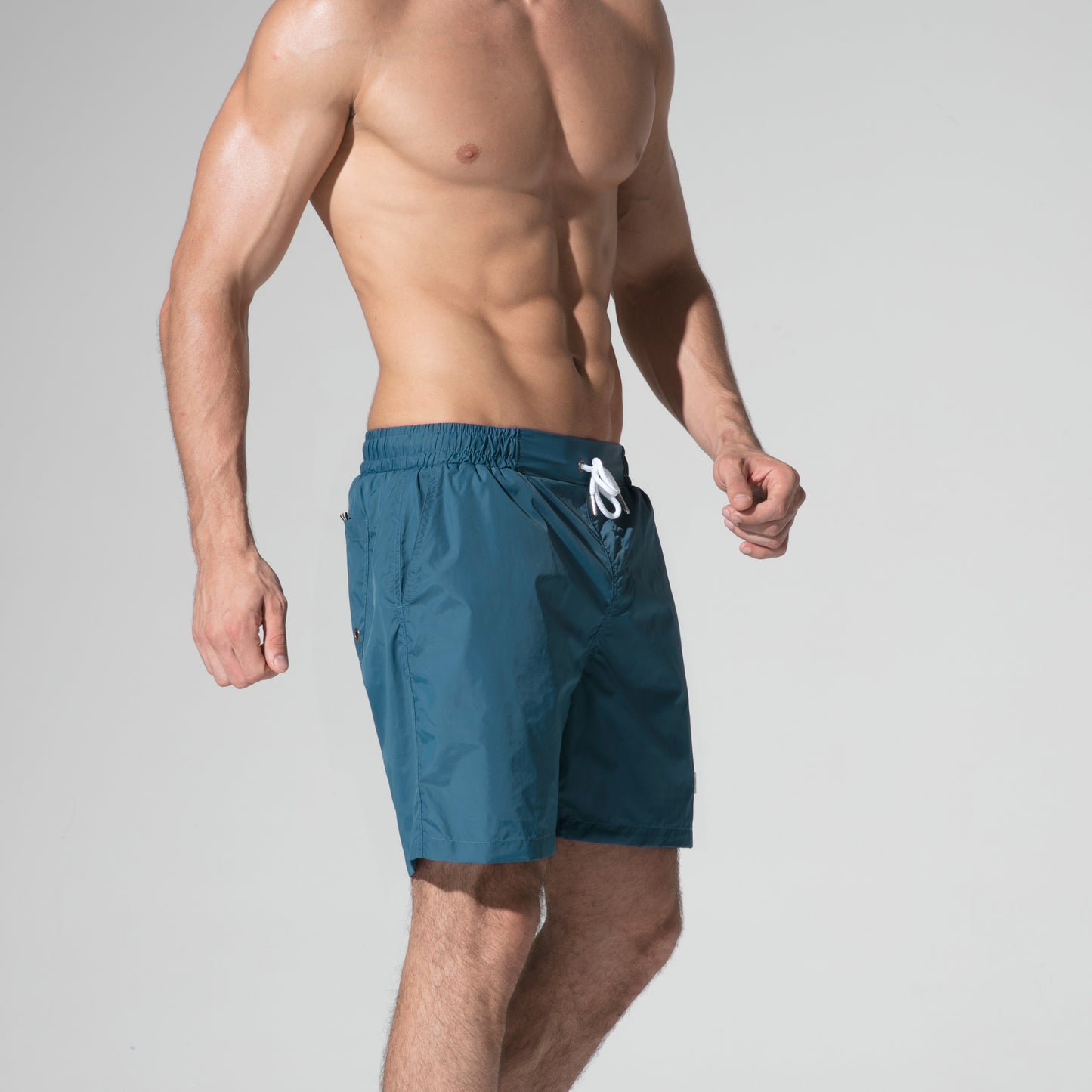 Men's Solid Lightweight Quick-Dry Board Shorts Drawstring Sports Swimwear with Pockets S807