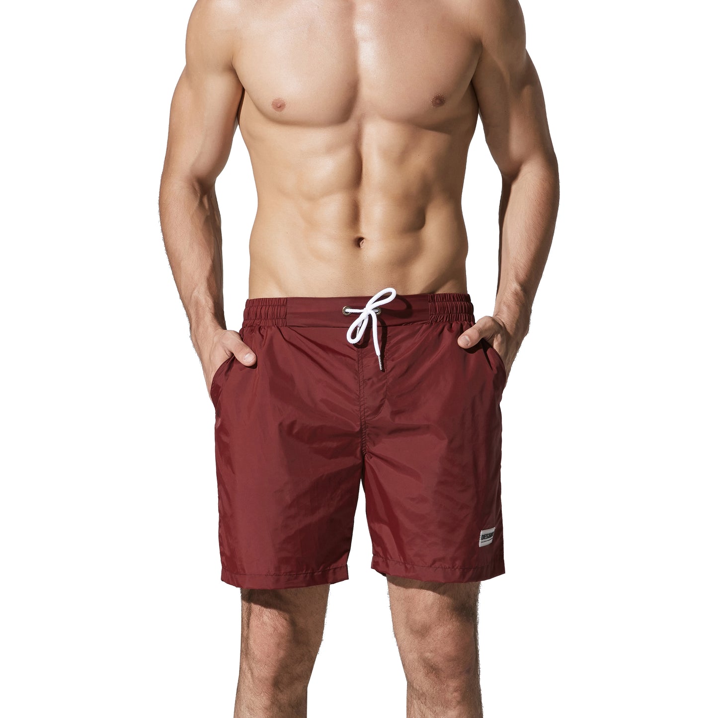 Men's Solid Lightweight Quick-Dry Board Shorts Drawstring Sports Swimwear with Pockets S807
