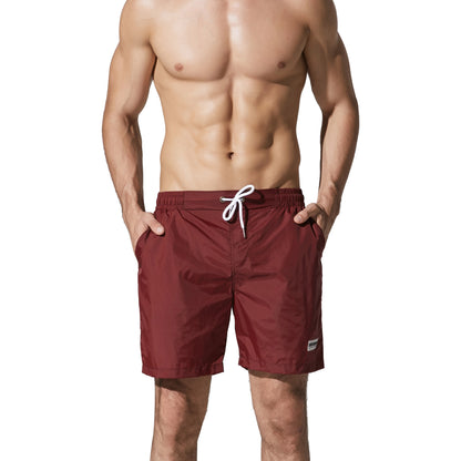 Men's Solid Lightweight Quick-Dry Board Shorts Drawstring Sports Swimwear with Pockets S807
