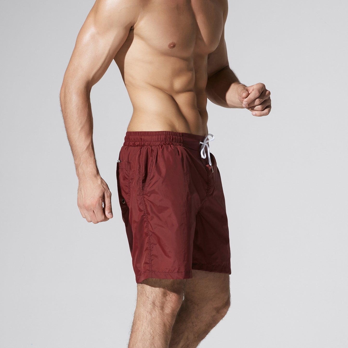Men's Solid Lightweight Quick-Dry Board Shorts Drawstring Sports Swimwear with Pockets S807