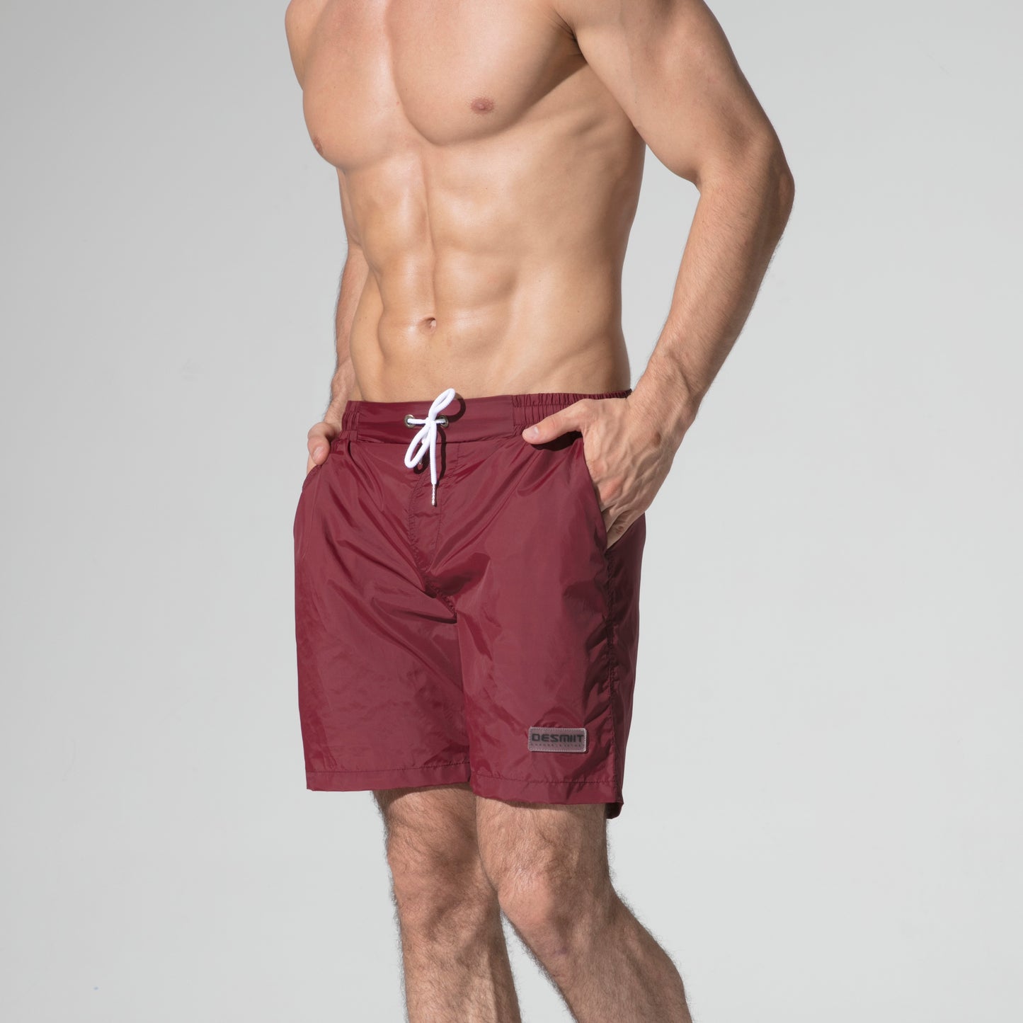Men's Solid Lightweight Quick-Dry Board Shorts Drawstring Sports Swimwear with Pockets S807