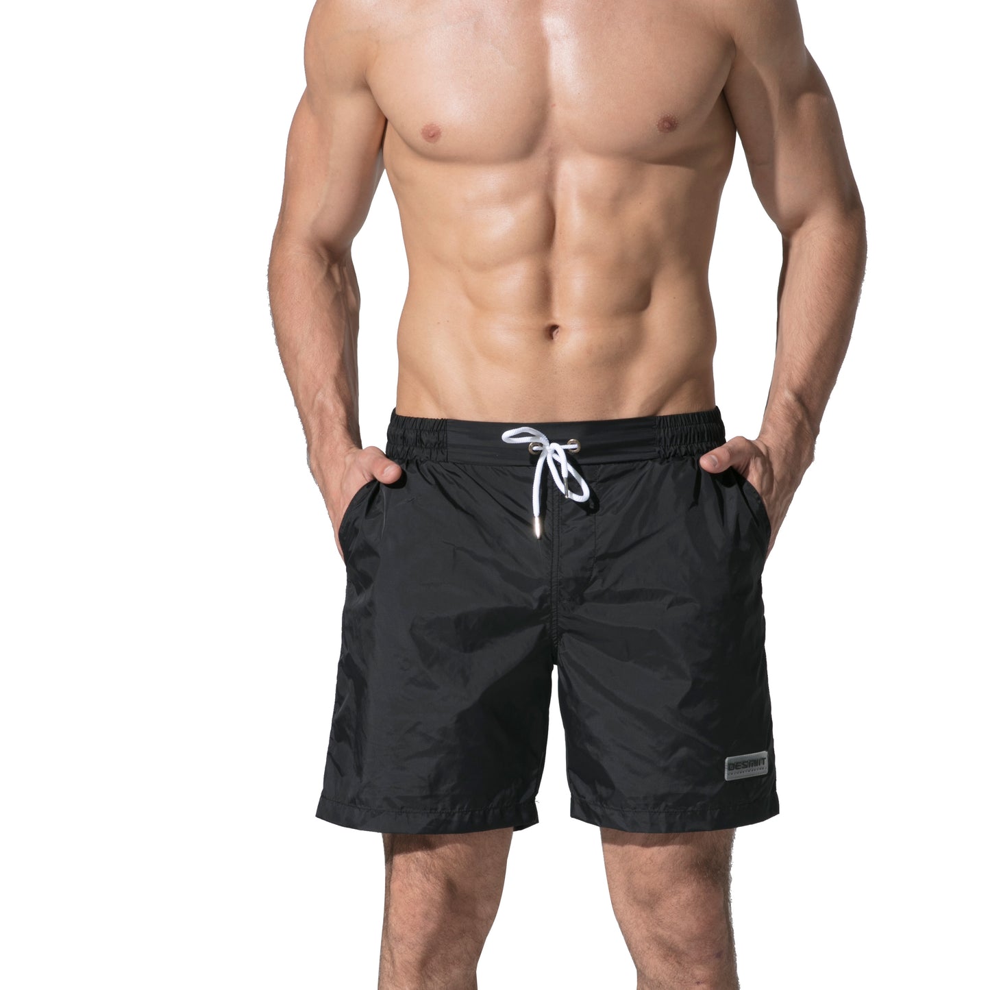 Men's Solid Lightweight Quick-Dry Board Shorts Drawstring Sports Swimwear with Pockets S807