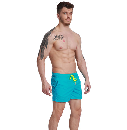 Men's Basic Solid Board Shorts Lightweight Quick-Dry Drawstring Swimwear with Pockets  G301