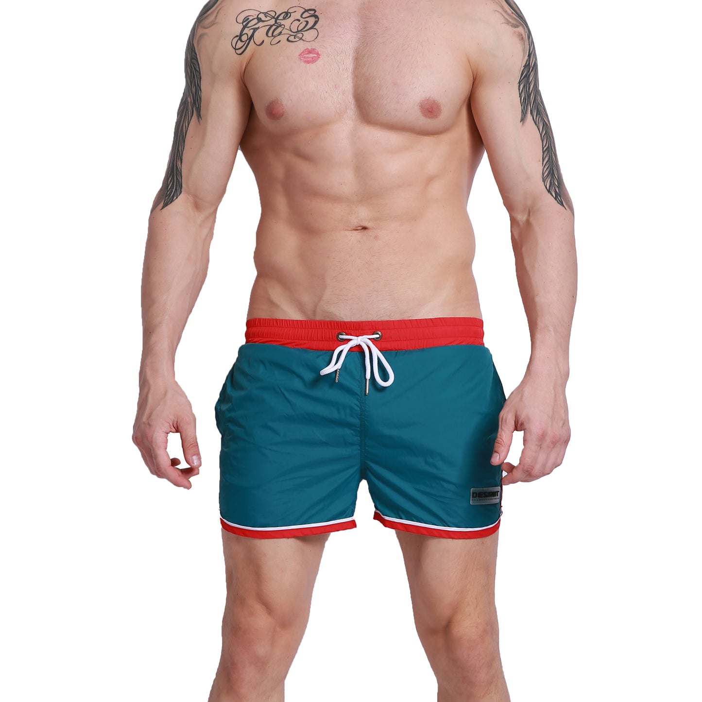 Men's Pockets Board Shorts Lightweight Quick-Dry Drawstring Swimwear Bottoms G302