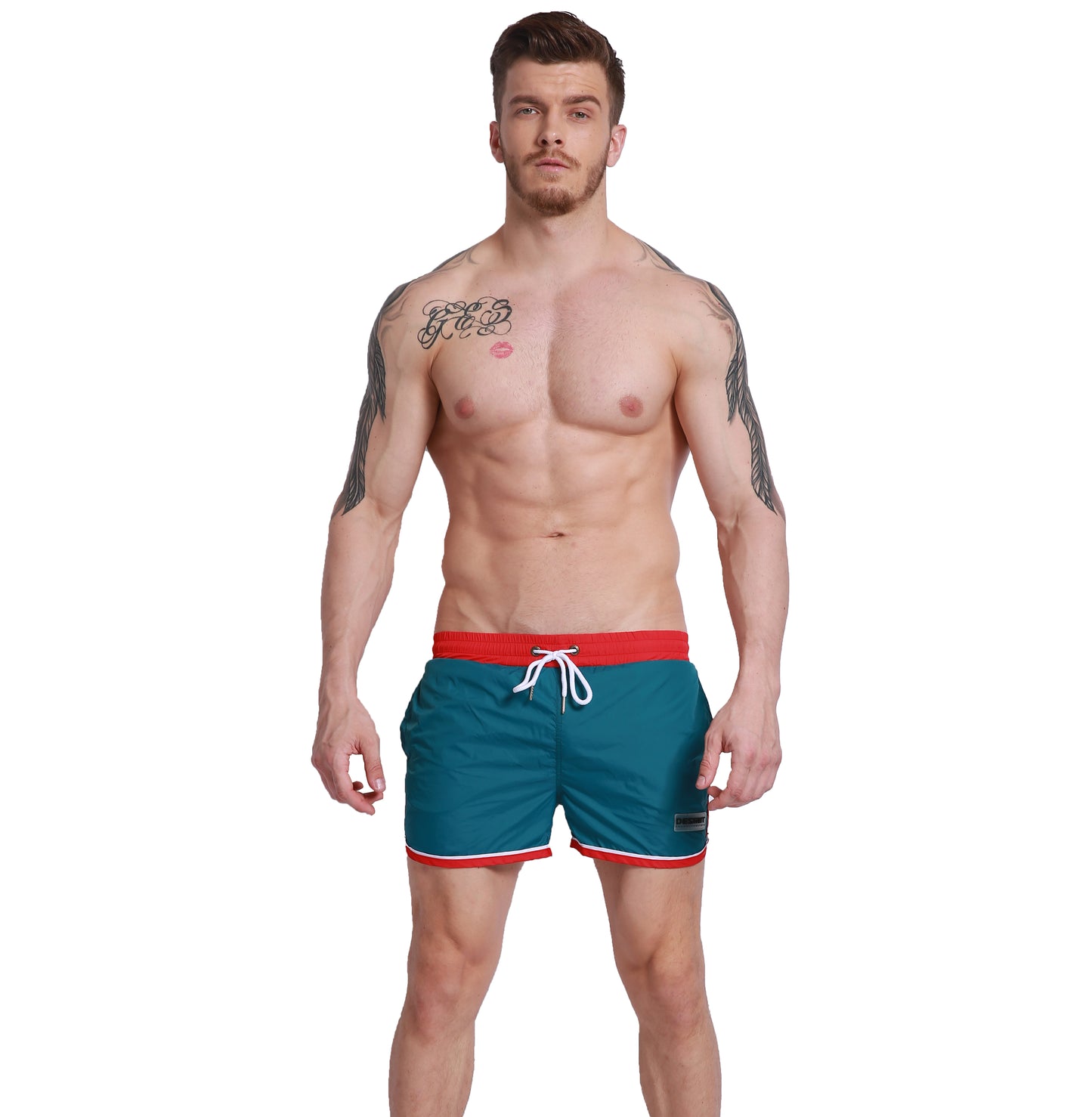 Men's Pockets Board Shorts Lightweight Quick-Dry Drawstring Swimwear Bottoms G302