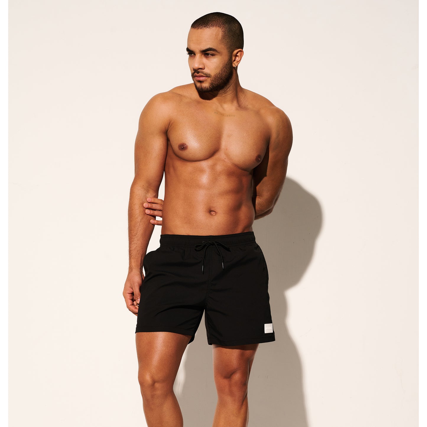 DESMIIT Men's Lightweight Quick Dry Solid Drawstring Board Shorts with Pockets for Gym Beach Aerobics B3461