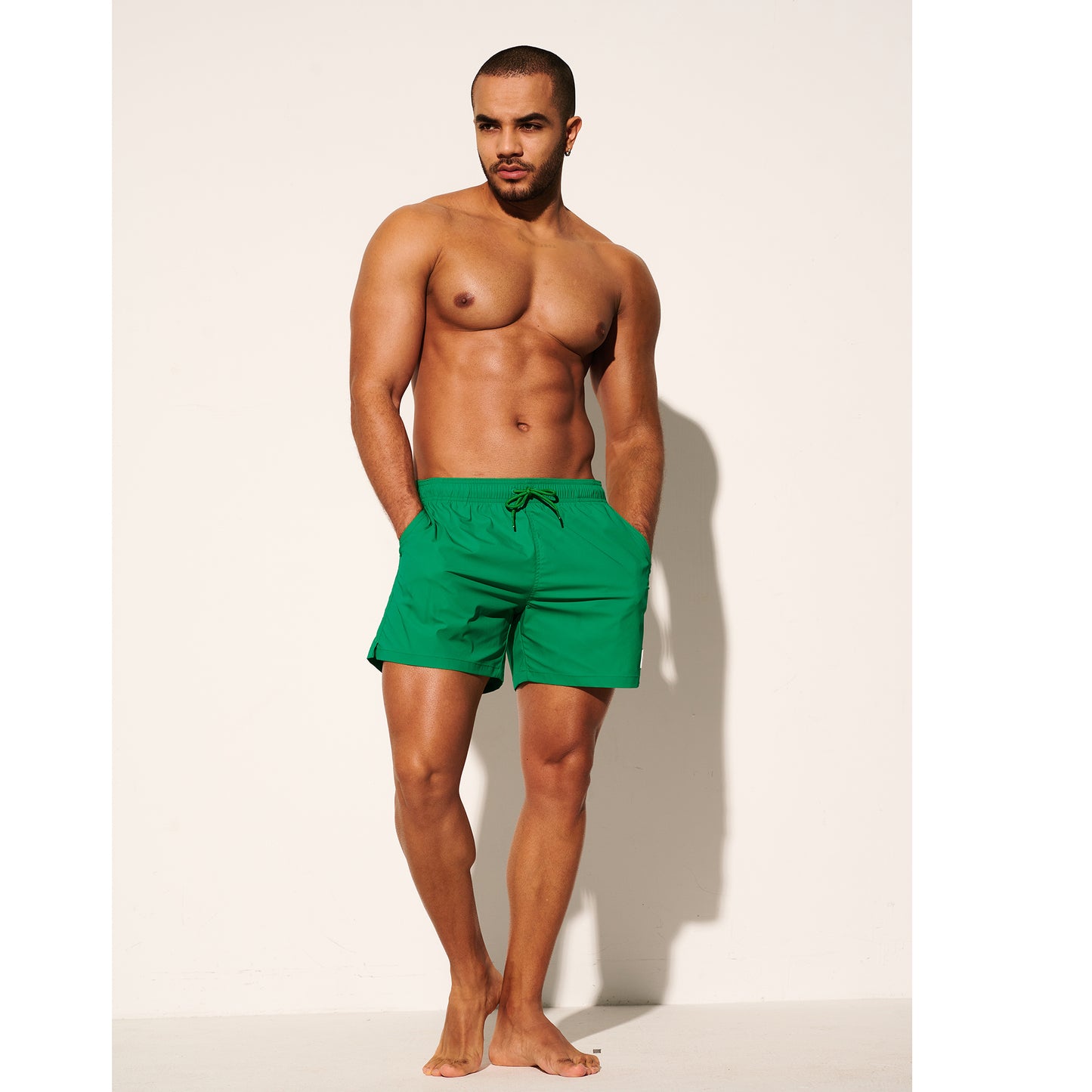 DESMIIT Men's Lightweight Quick Dry Solid Drawstring Board Shorts with Pockets for Gym Beach Aerobics B3461