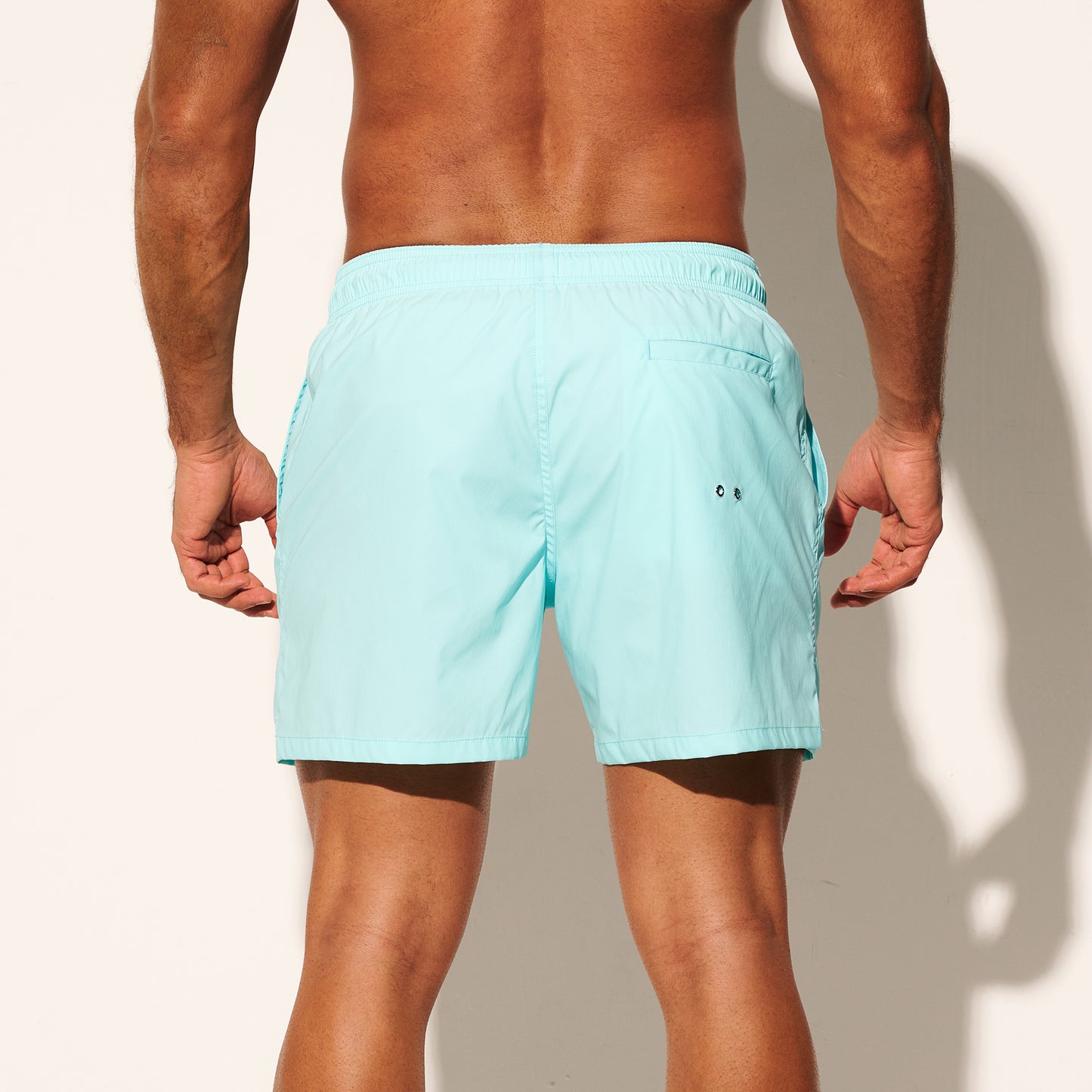 DESMIIT Men's Lightweight Quick Dry Solid Drawstring Board Shorts with Pockets for Gym Beach Aerobics B3461