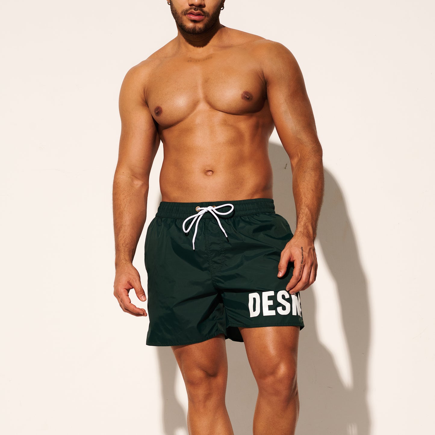 DESMIIT Men's Basic Short‑Fit Printed Swim Board Shorts, Quick‑Dry Breathable Summer Beach Trunks B3559