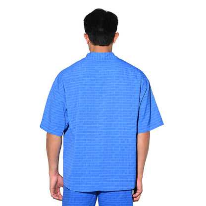 DESMIIT Men's Letter Print Short Sleeve Button Down Shirt Loose Fit Non-Stretch Nylon Camp Collar Casual Vacation Shirt T3505