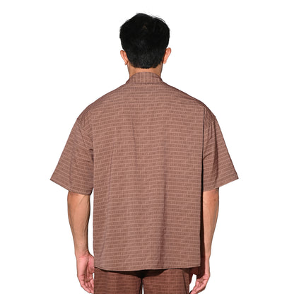 DESMIIT Men's Letter Print Short Sleeve Button Down Shirt Loose Fit Non-Stretch Nylon Camp Collar Casual Vacation Shirt T3505