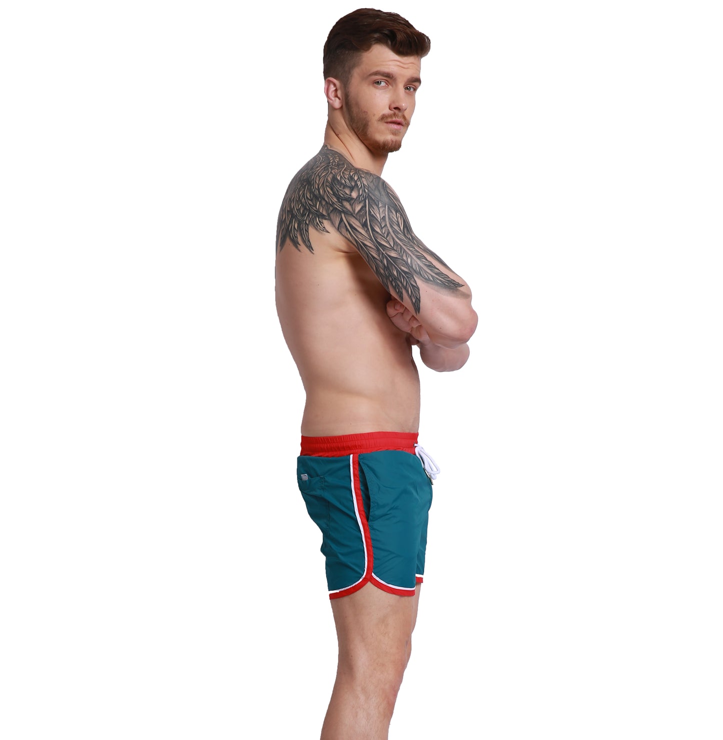 Men's Pockets Board Shorts Lightweight Quick-Dry Drawstring Swimwear Bottoms G302