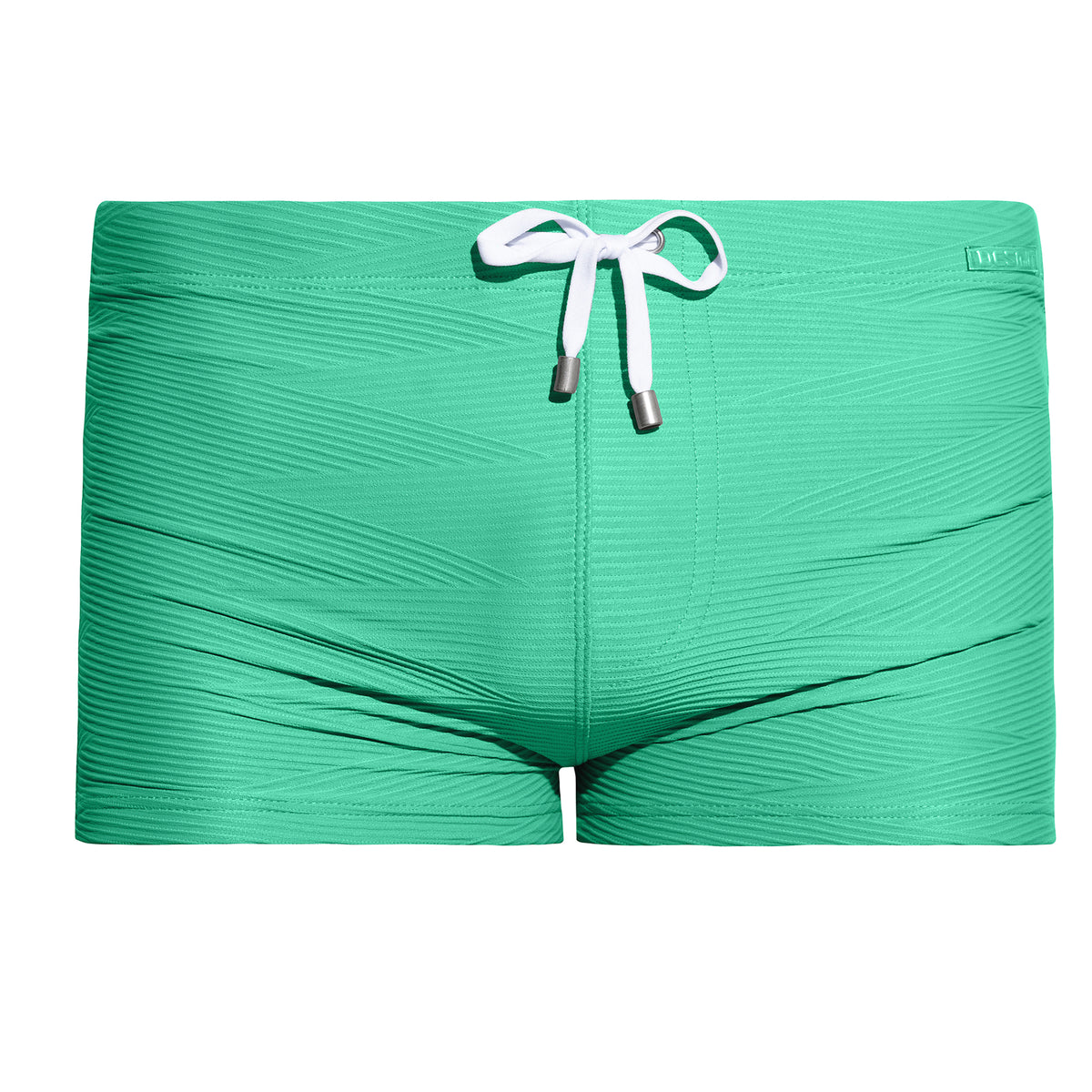 Men's Solid Jacquard High‑Stretch Drawstring Swim Trunks Quick‑Dry Sports Swimwear with Built‑in Liner Cup S4630