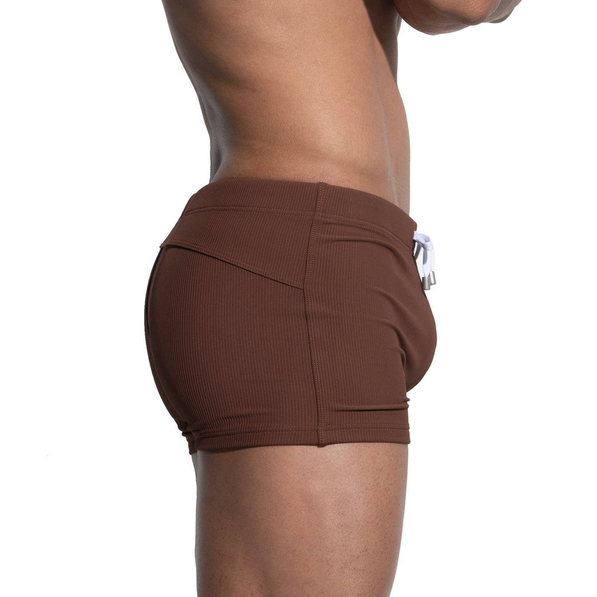 Men's Solid High‑Stretch Drawstring Swim Trunks Quick‑Dry Sports Swimwear with Built‑in Liner Cup S4633