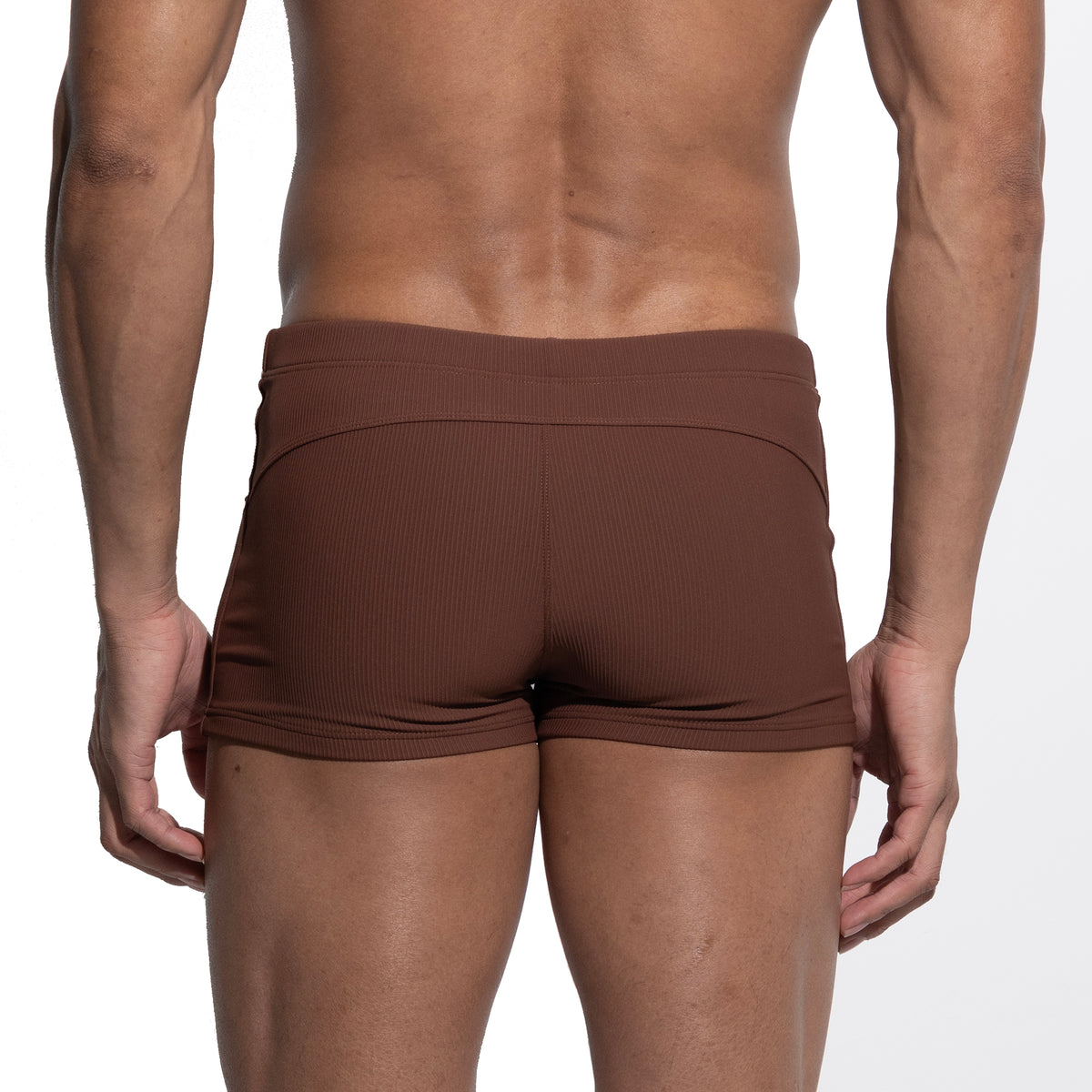 Men's Solid High‑Stretch Drawstring Swim Trunks Quick‑Dry Sports Swimwear with Built‑in Liner Cup S4633