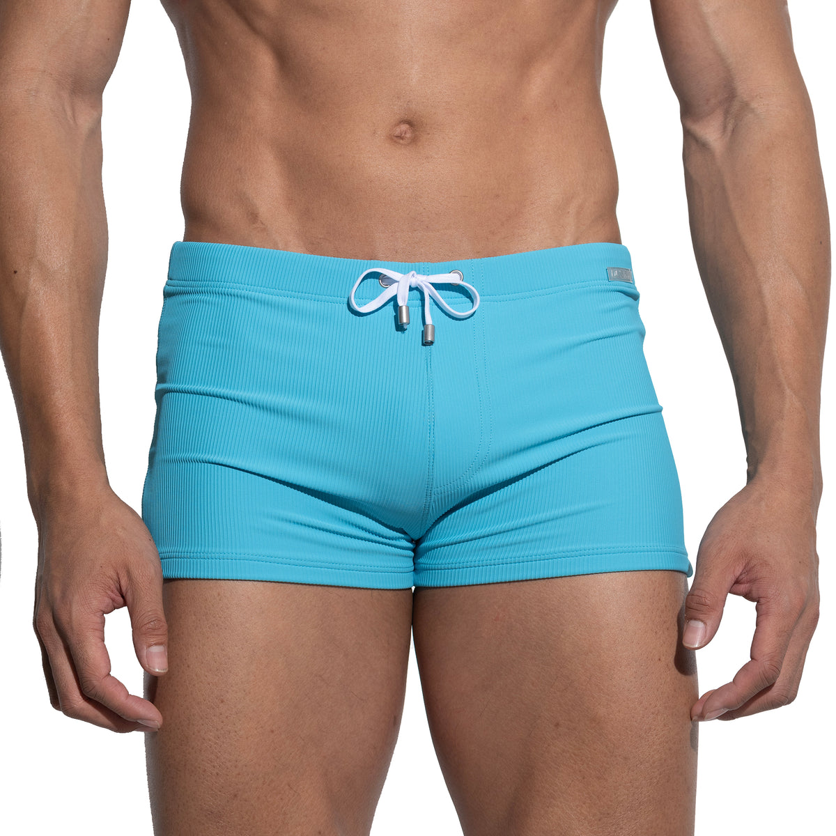 Men's Solid High‑Stretch Drawstring Swim Trunks Quick‑Dry Sports Swimwear with Built‑in Liner Cup S4633
