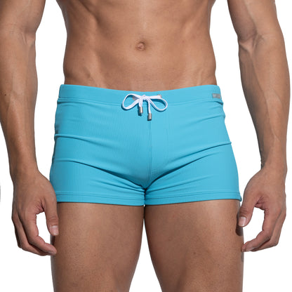 Men's Solid High‑Stretch Drawstring Swim Trunks Quick‑Dry Sports Swimwear with Built‑in Liner Cup S4633