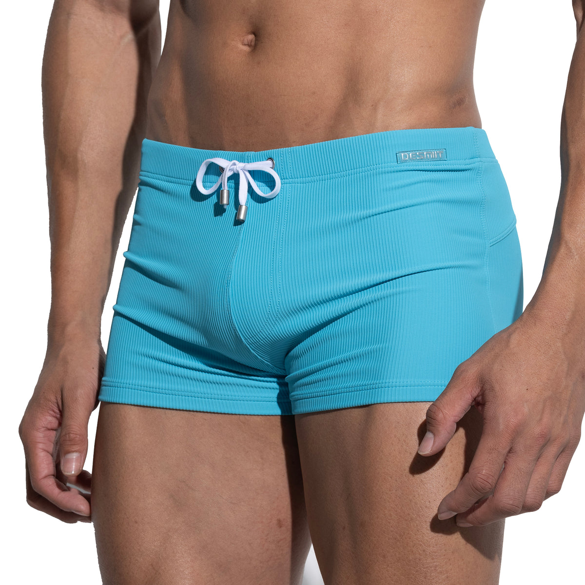 Men's Solid High‑Stretch Drawstring Swim Trunks Quick‑Dry Sports Swimwear with Built‑in Liner Cup S4633