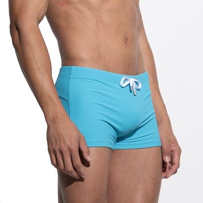 Men's Solid High‑Stretch Drawstring Swim Trunks Quick‑Dry Sports Swimwear with Built‑in Liner Cup S4633