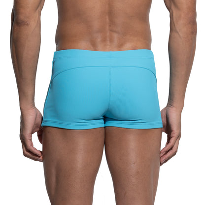 Men's Solid High‑Stretch Drawstring Swim Trunks Quick‑Dry Sports Swimwear with Built‑in Liner Cup S4633