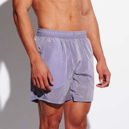 DESMIIT Men's Fashion Swim Board Shorts, Glossy Fabric Quick‑Dry Breathable Summer Beach Trunks B4695