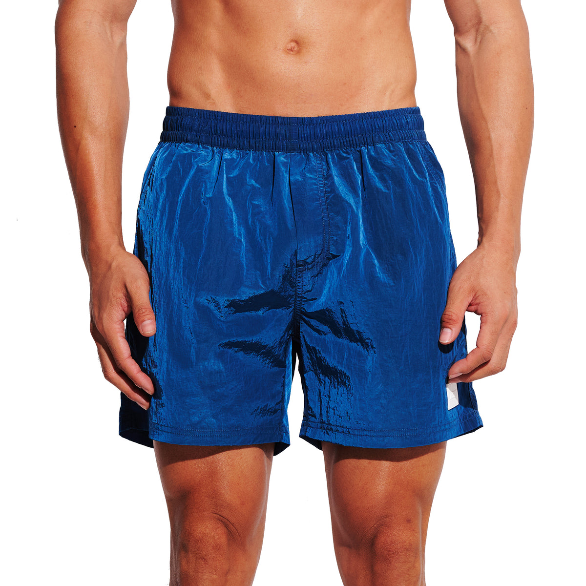 DESMIIT Men's Fashion Swim Board Shorts, Glossy Fabric Quick‑Dry Breathable Summer Beach Trunks B4695