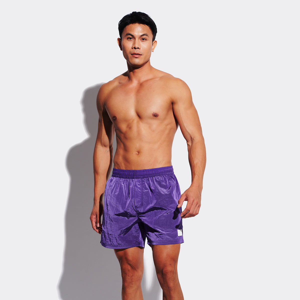 DESMIIT Men's Fashion Swim Board Shorts, Glossy Fabric Quick‑Dry Breathable Summer Beach Trunks B4695